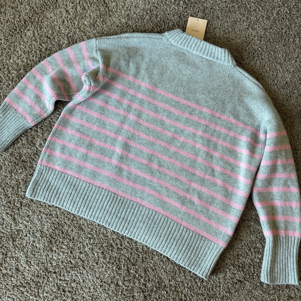 NWT La Ligne Marin Sweater Gray and Pink Striped Crew Neck - Picture 8 of 8